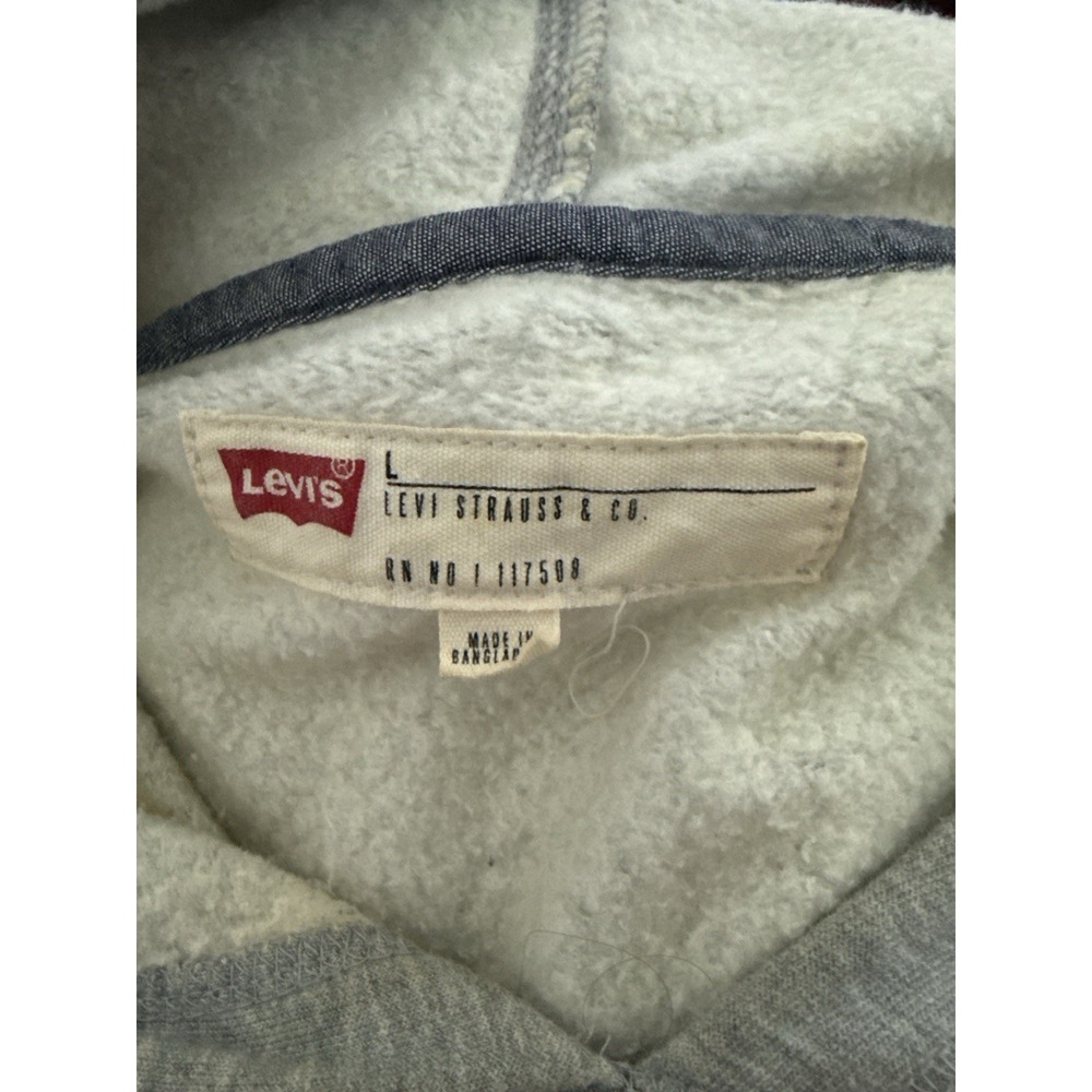 Levis Hoodie Mens L Gray Batwing Logo Fleece Pullover Streetwear Casual‎ - Picture 13 of 13